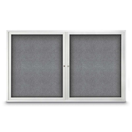 United Visual Products Sliding Door Indoor Enclosed Corkboard, 9 UV9029ACS-BLACK-CLOUD